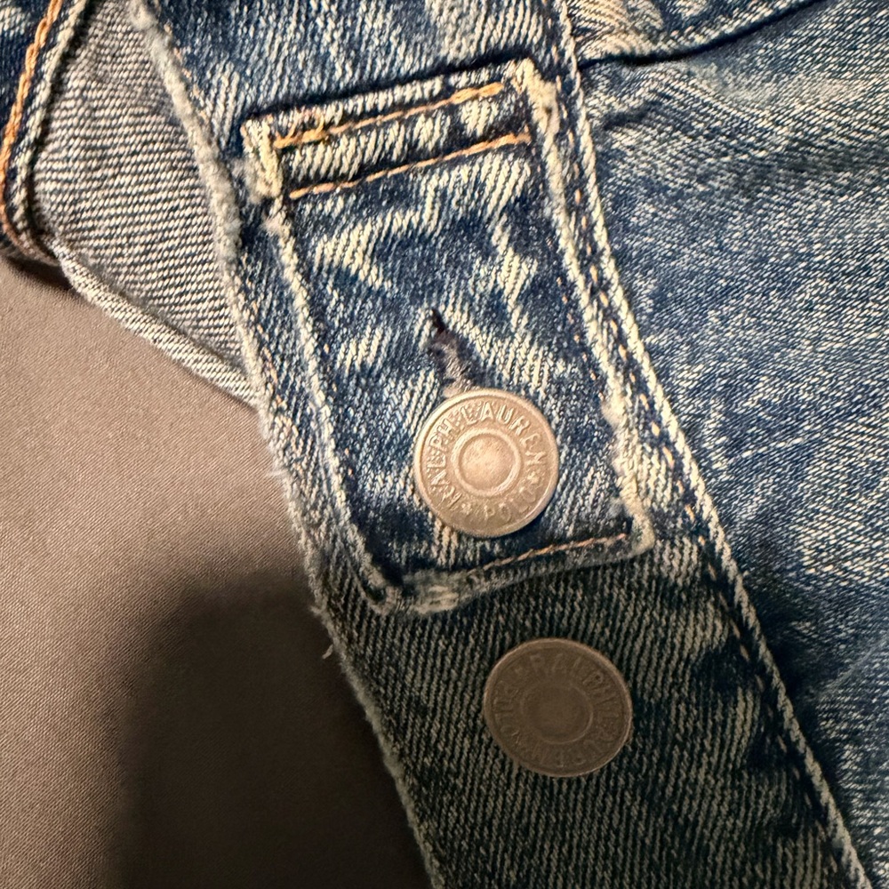 Ralph Lauren Blue Denim Jacket with Flag Patch - Picture 6 of 7